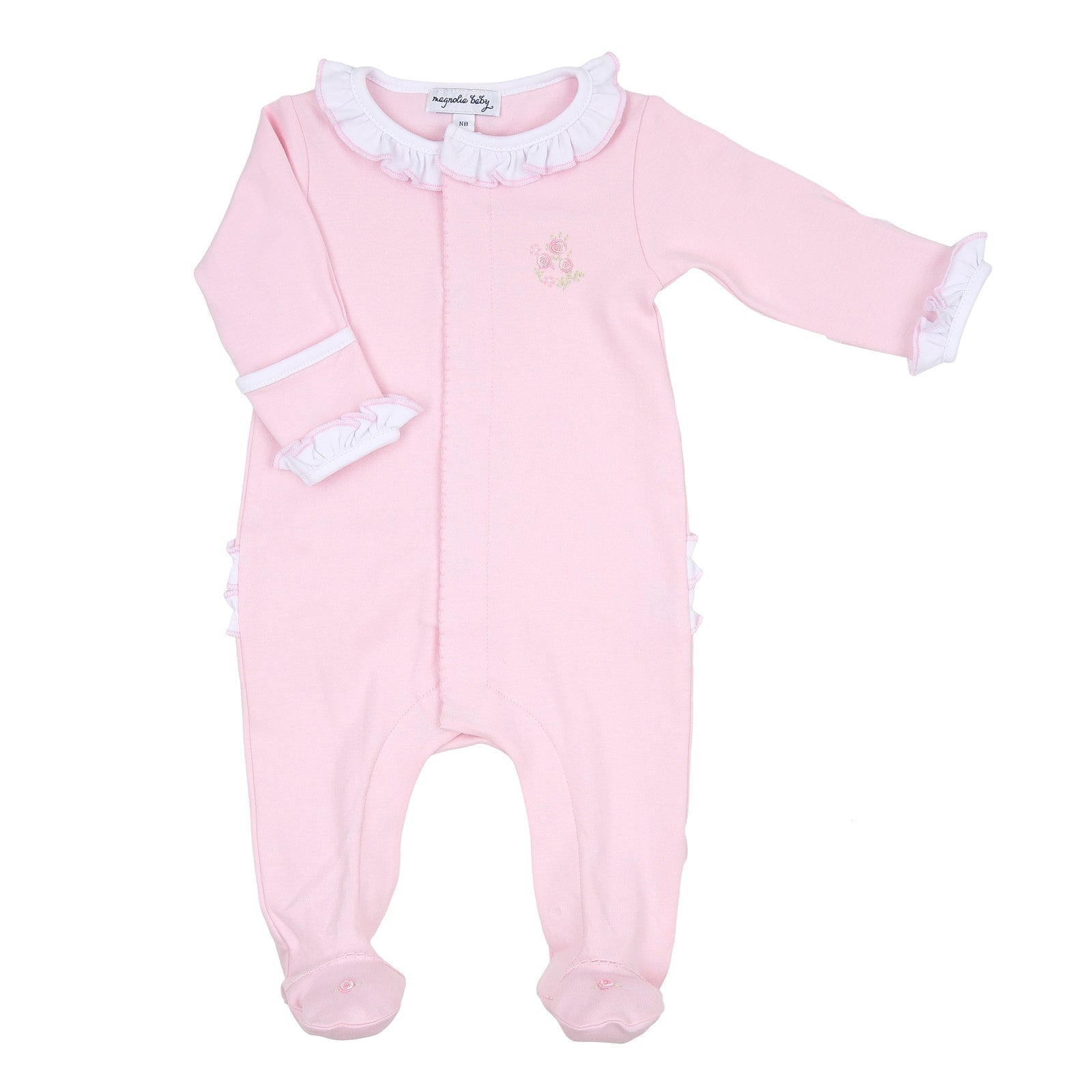 Hope's Rose Spring Embroidered Ruffle Footie | Pink