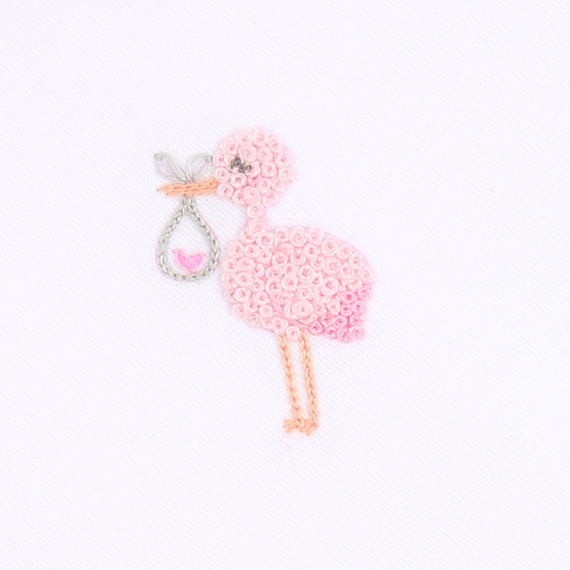 Tiny Stork Embroidered Footie | Pink