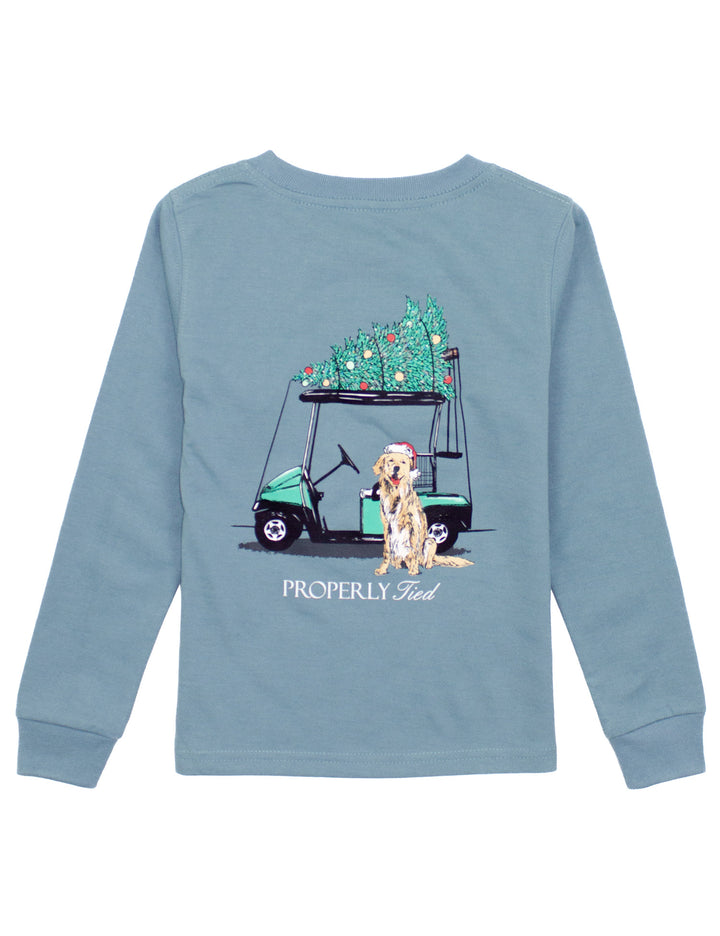 Santa's Caddy Long Sleeve Tee | Steel Blue