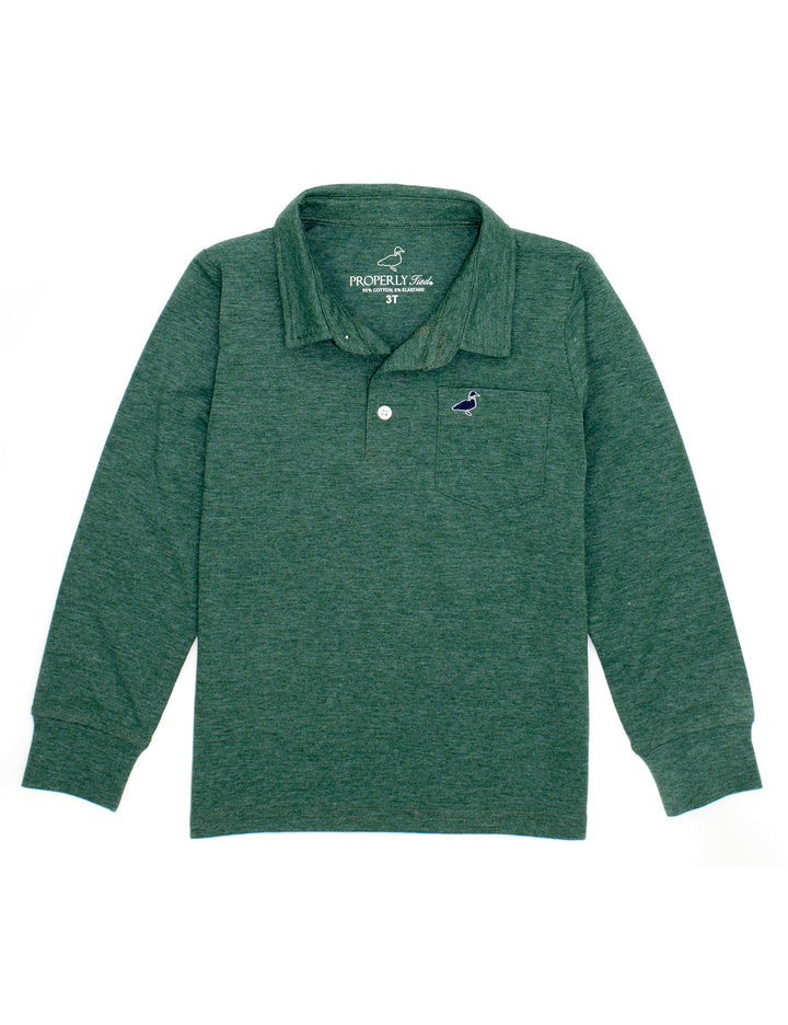 Long Sleeve Harrison Pocket Polo | Hunter Green