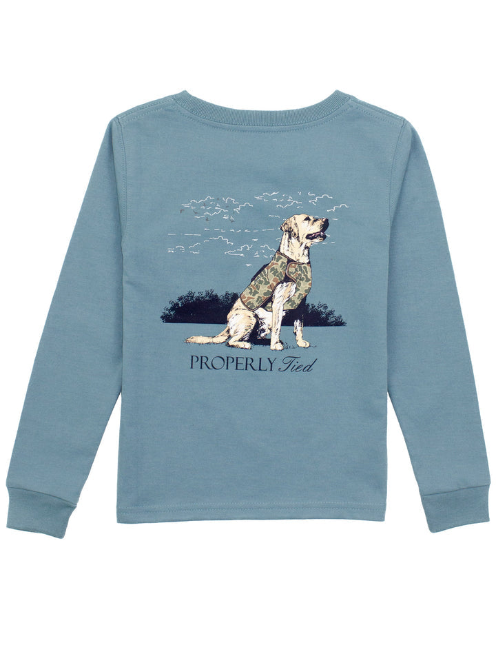 Long Sleeve Good Boy Graphic Tee | Steel Blue