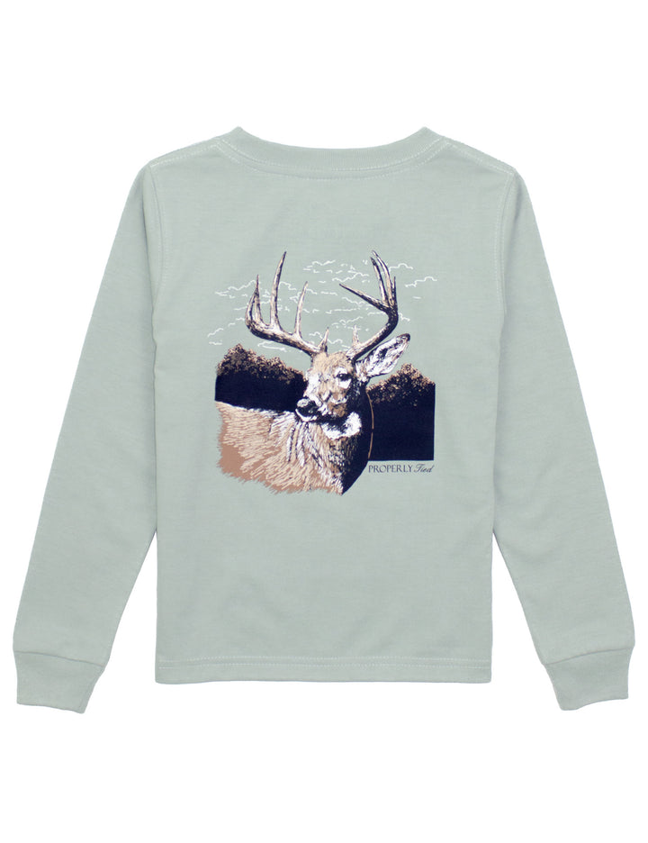 Long Sleeve Buck Graphic Tee | Sage