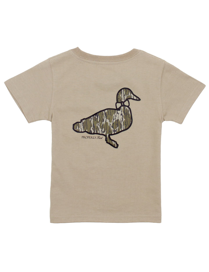 Boys Short Sleeve Mossy Oak Logo Tee | Sand