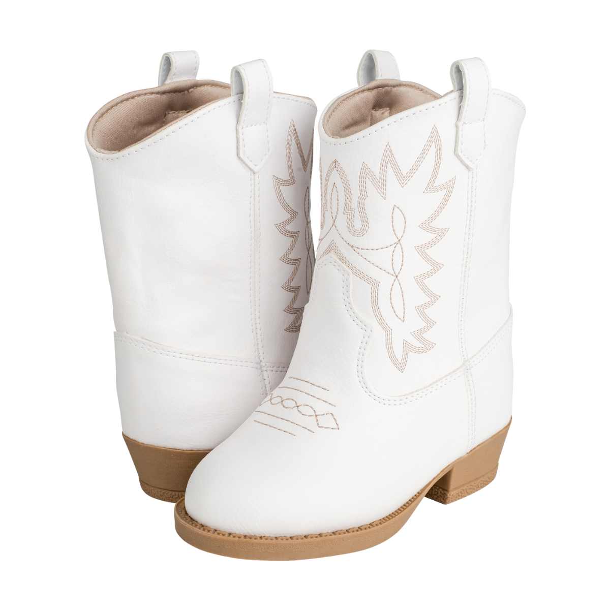 Miller Toddler and Kid Western Boot | White with Tan Stitching