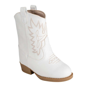 Miller Toddler and Kid Western Boot | White with Tan Stitching