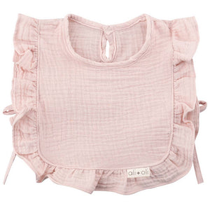 Muslin Cotton Ruffle Baby Bib | Pink