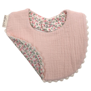 Muslin Cotton Baby Bib Double Sided | Pink Flowers