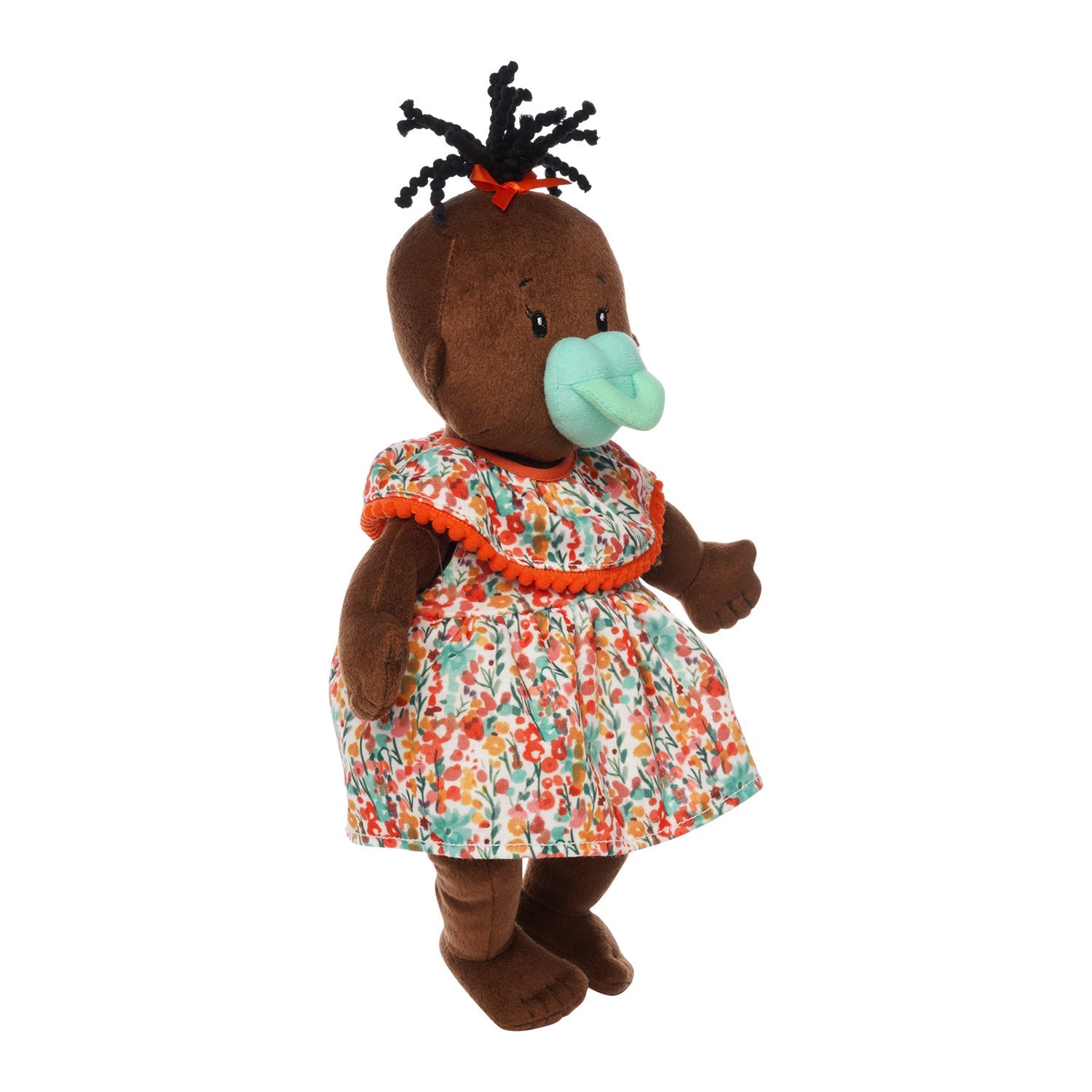 Baby Stella Brown Soft Plush Baby Doll with Black Wavy Hair