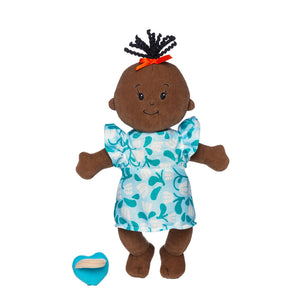 Wee Baby Stella Brown Soft Plush Doll with Black Wavy Hair