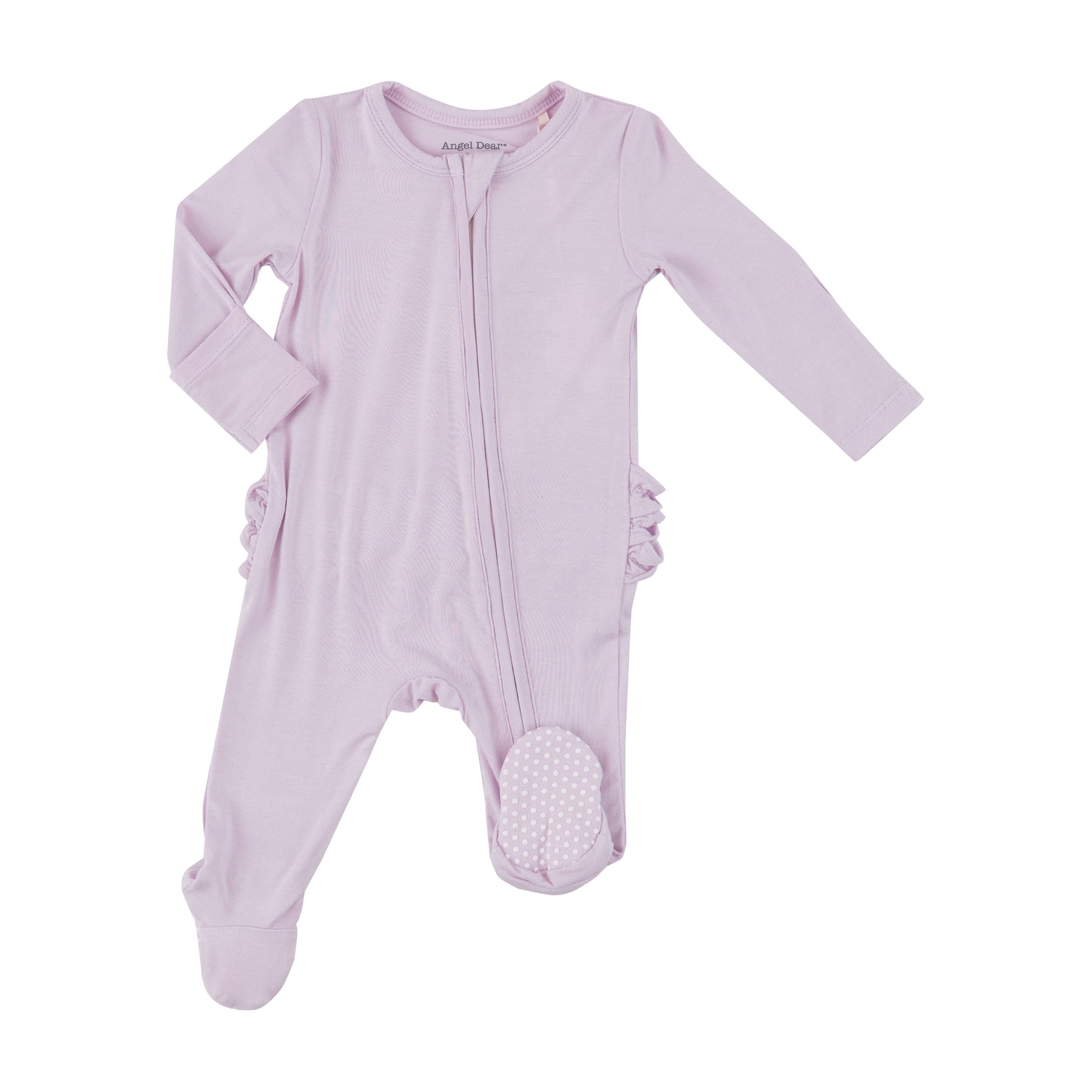 Orchid Hush Solid Bamboo 2 Way Zipper Ruffle Back Footie