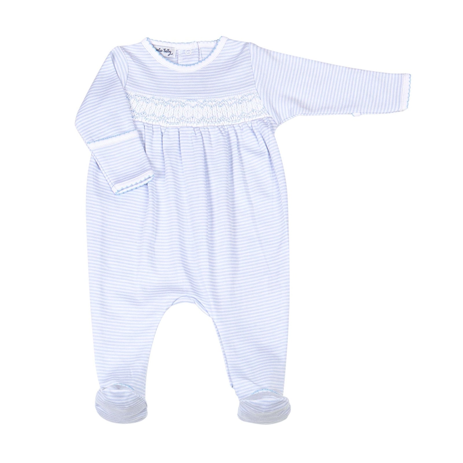 Mini Stripes Smocked Footie | Blue