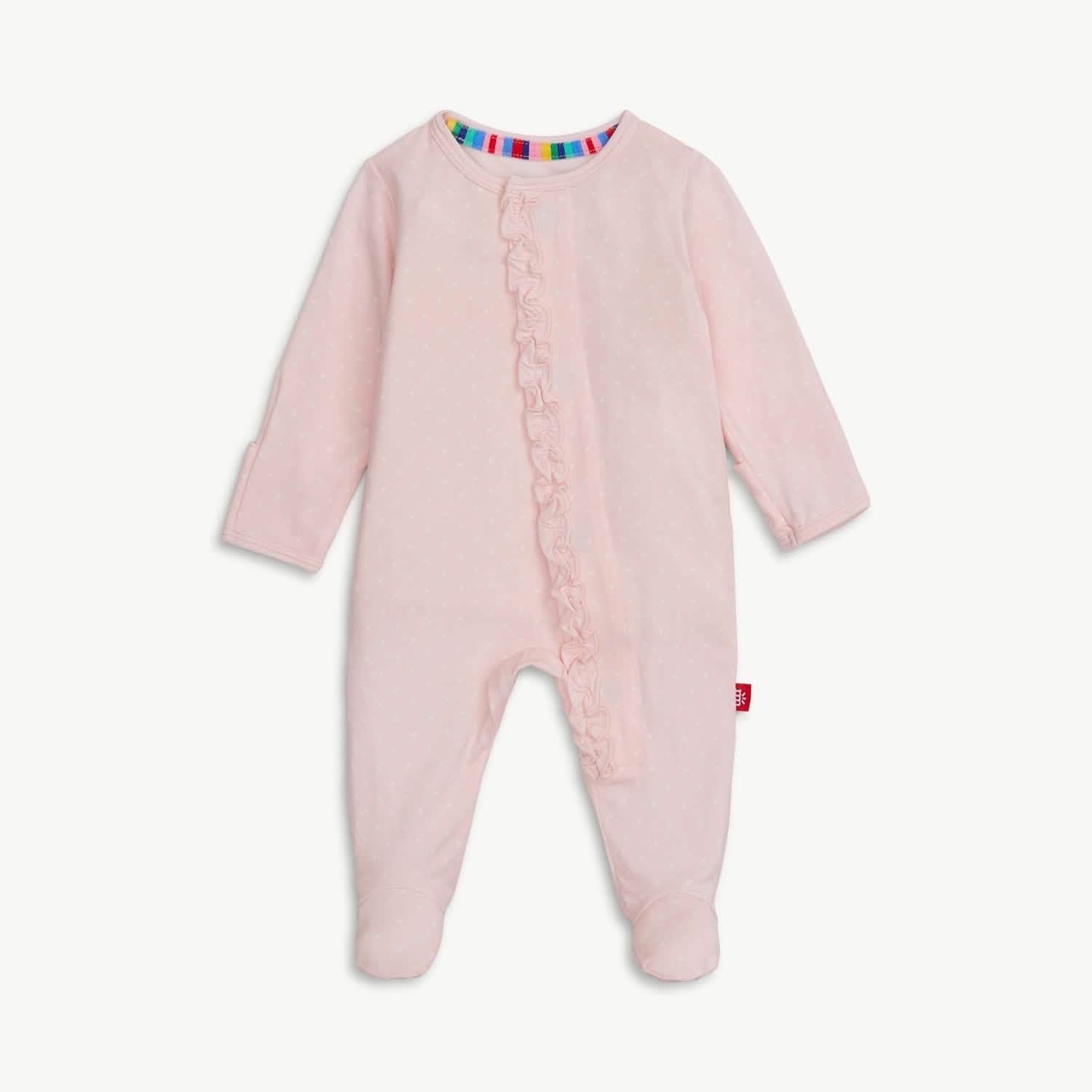 Pin Dot Pink Magnetic Footie with Ruffles