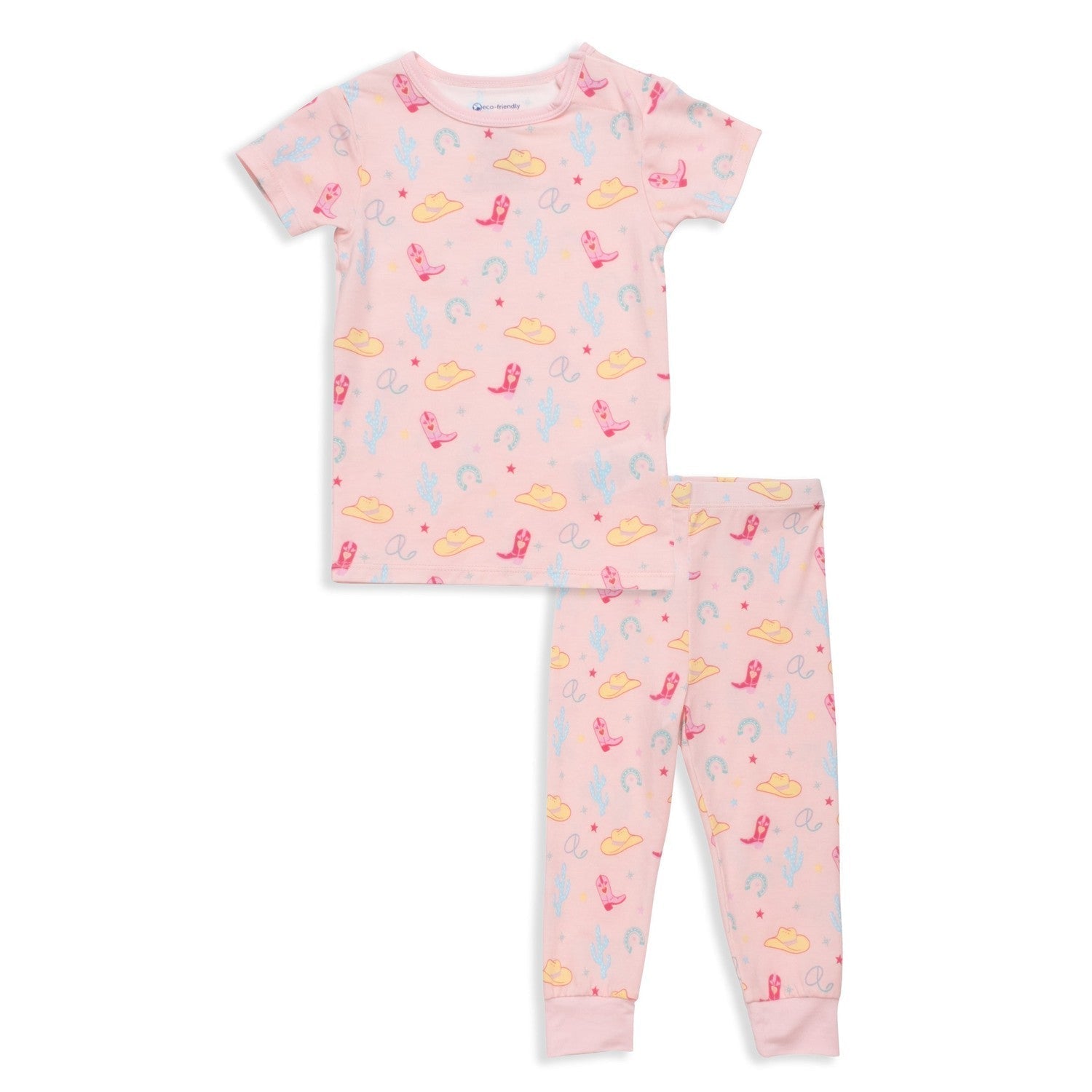Pink Not My First Rodeo Modal Magnetic Toddler Short Sleeve Pajama Set