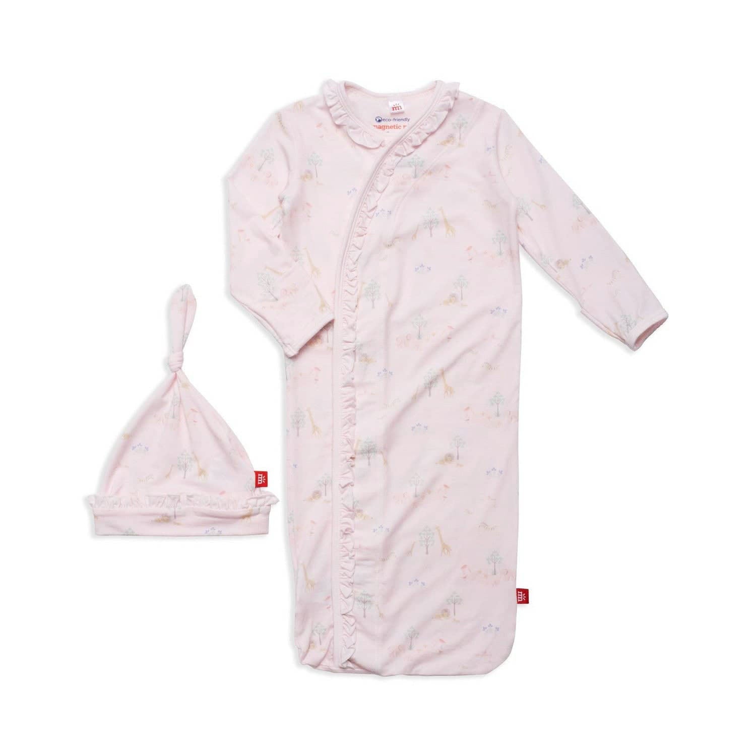 Pink Serene Safari Modal Magnetic Sleeper Gown + Hat Set