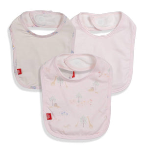 Pink Serene Safari Modal Magnetic Stay-Dry Infant Bib 3-Pack