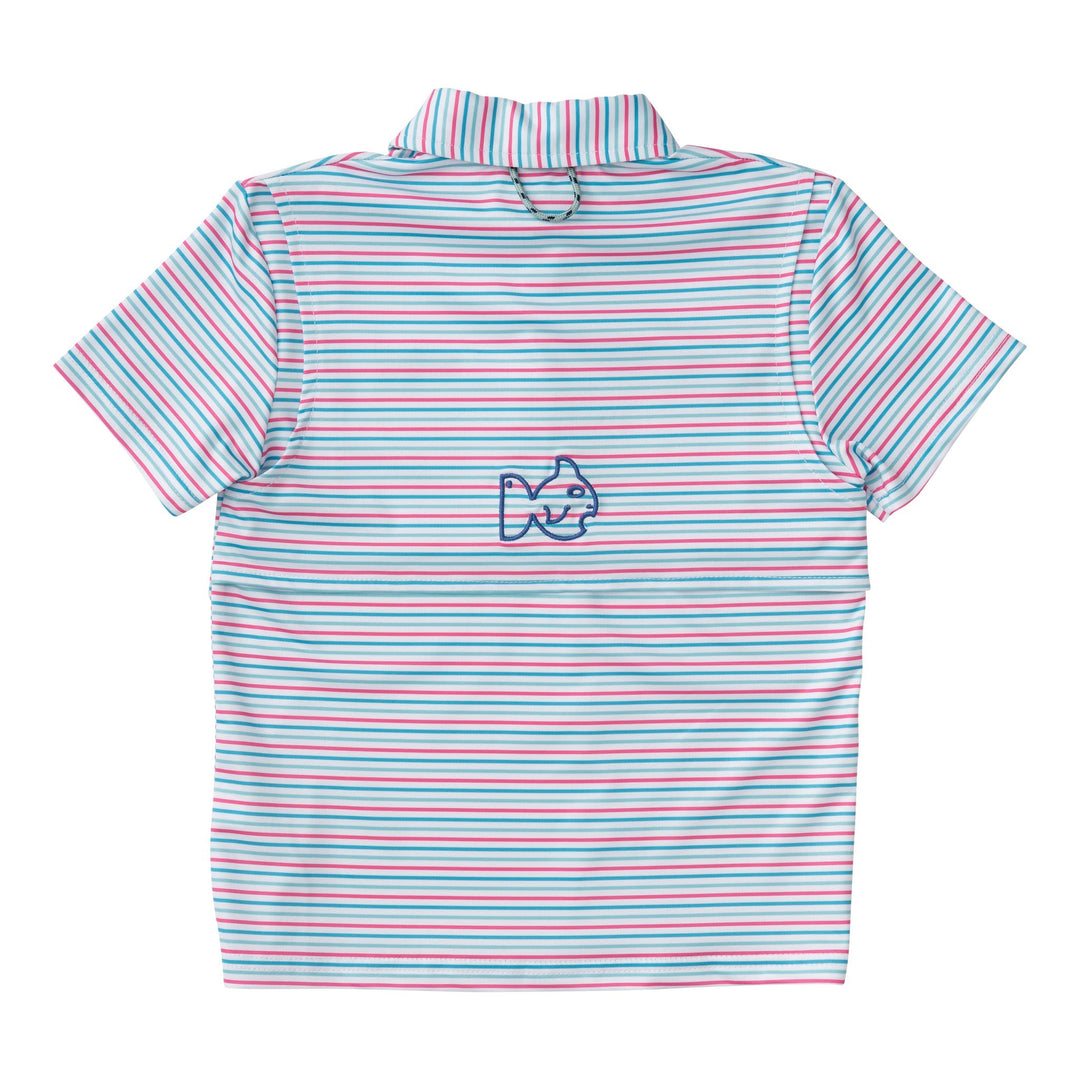Pro Performance Polo Shirt | Green and Pink Candy Stripe