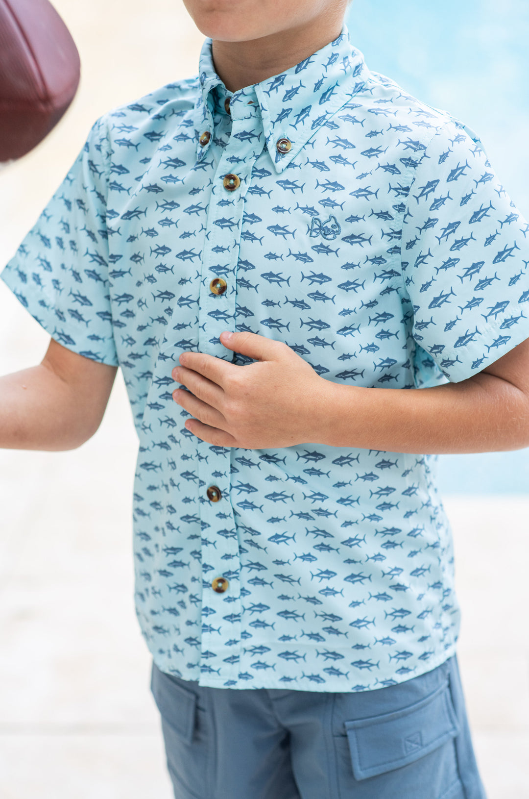 Short Sleeve Fishing Shirt | Aqua Tuna Print 5