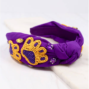 Punter Paw Print Headband | Purple Gold