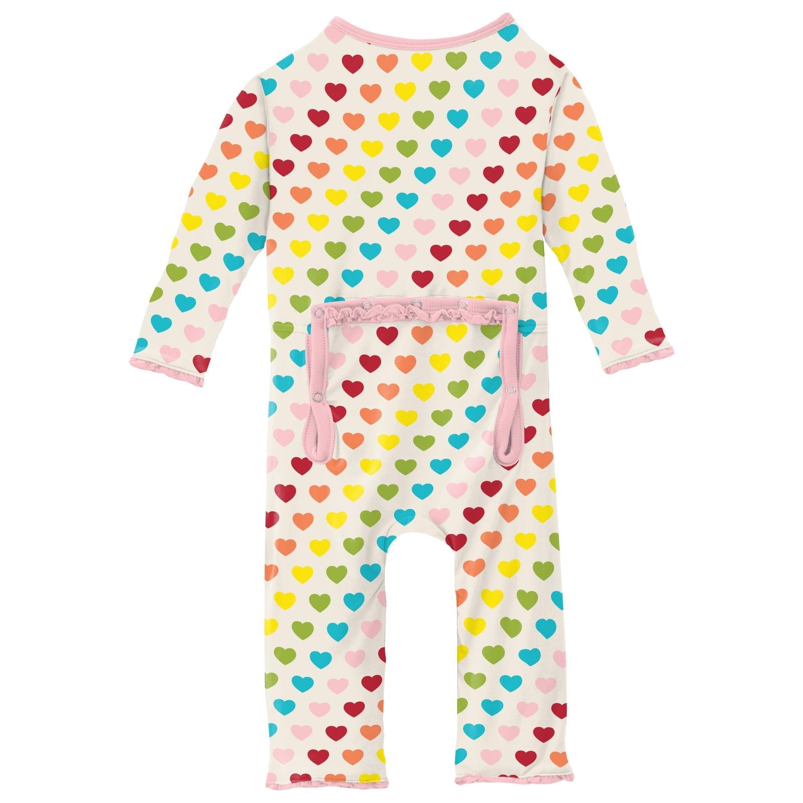 Muffin Ruffle Coverall with 2 Way Zipper | Rainbow Hearts