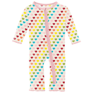 Muffin Ruffle Coverall with 2 Way Zipper | Rainbow Hearts