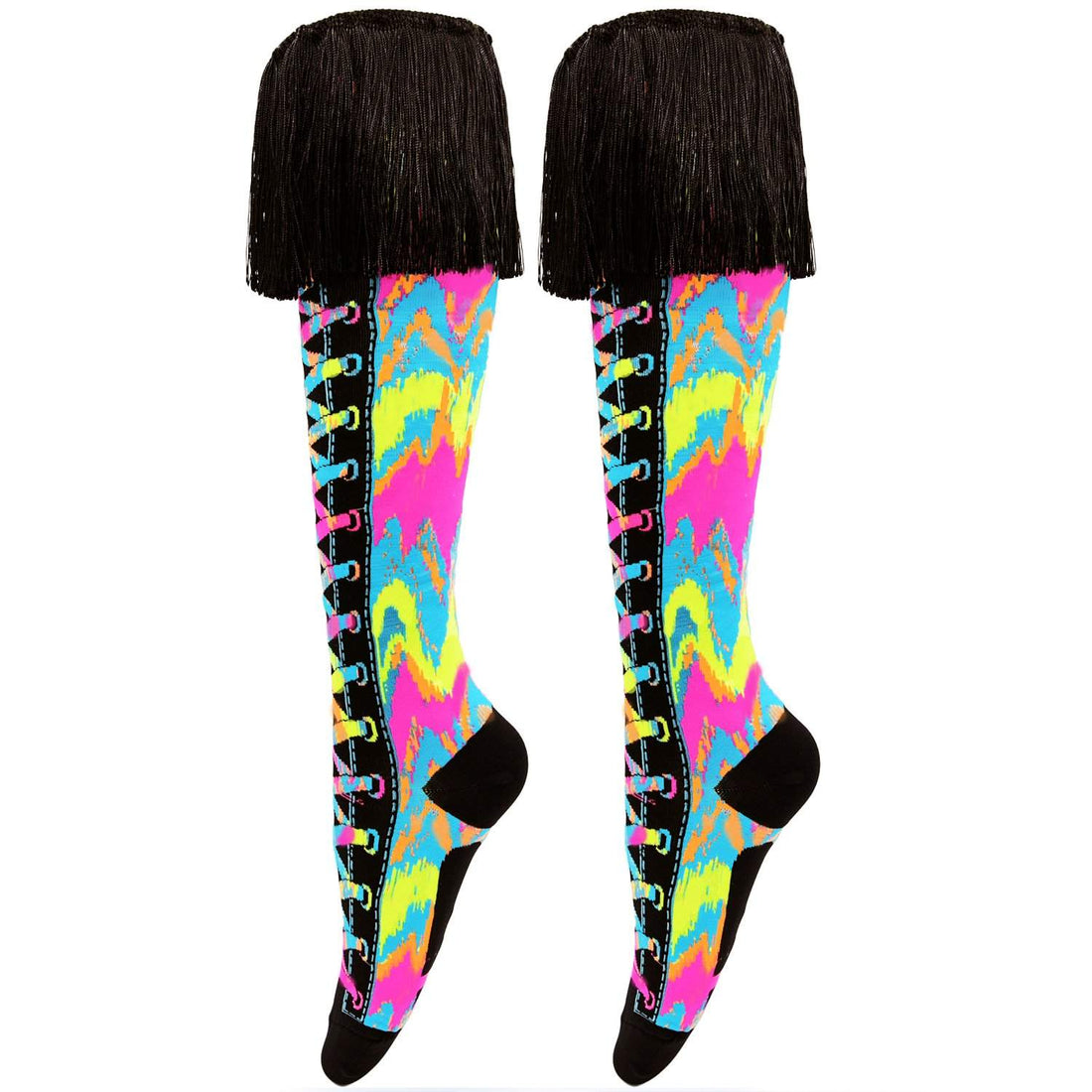 Rainbow Tie Dye Crazy Socks with Tassels