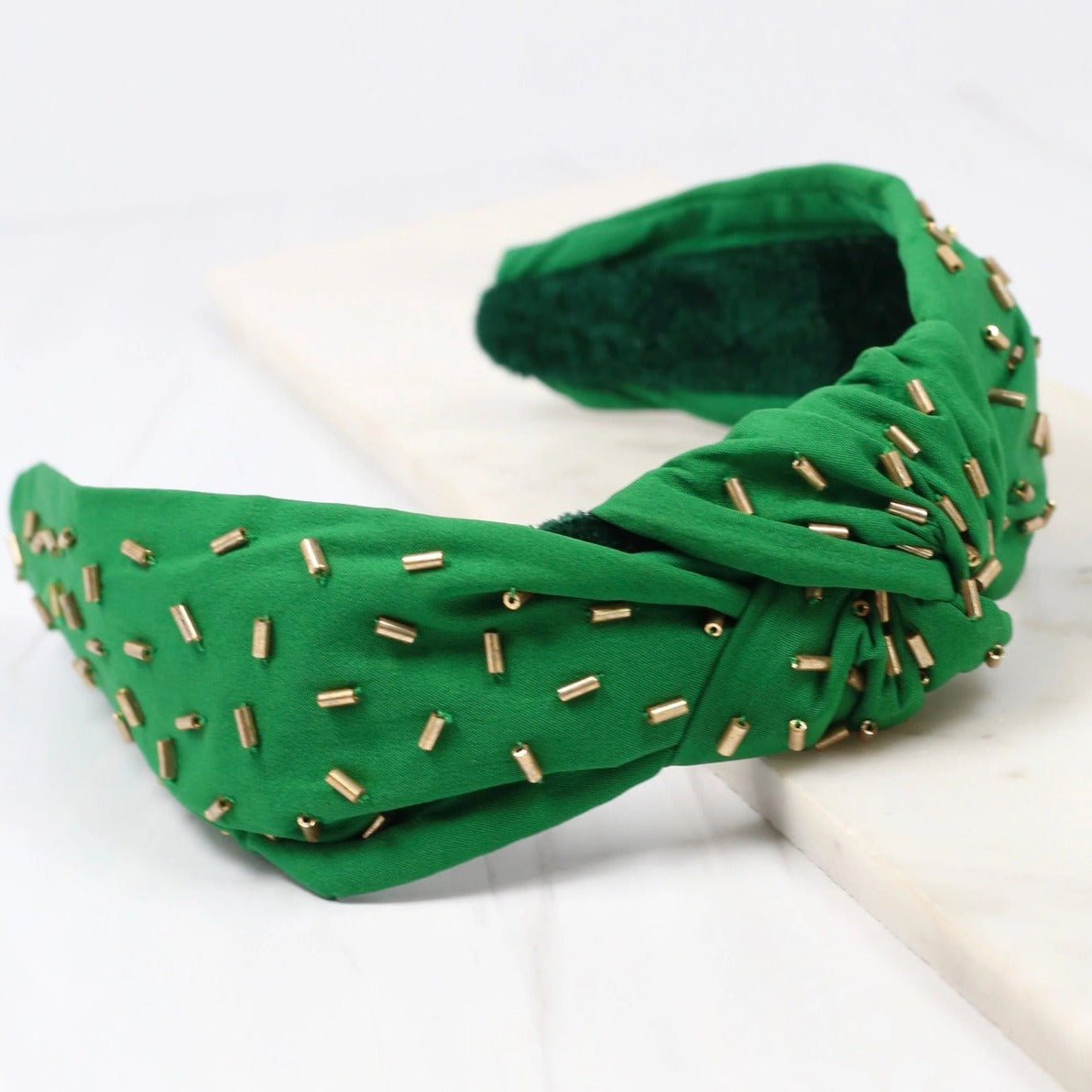 Randall Confetti Bead Headband | Green Gold