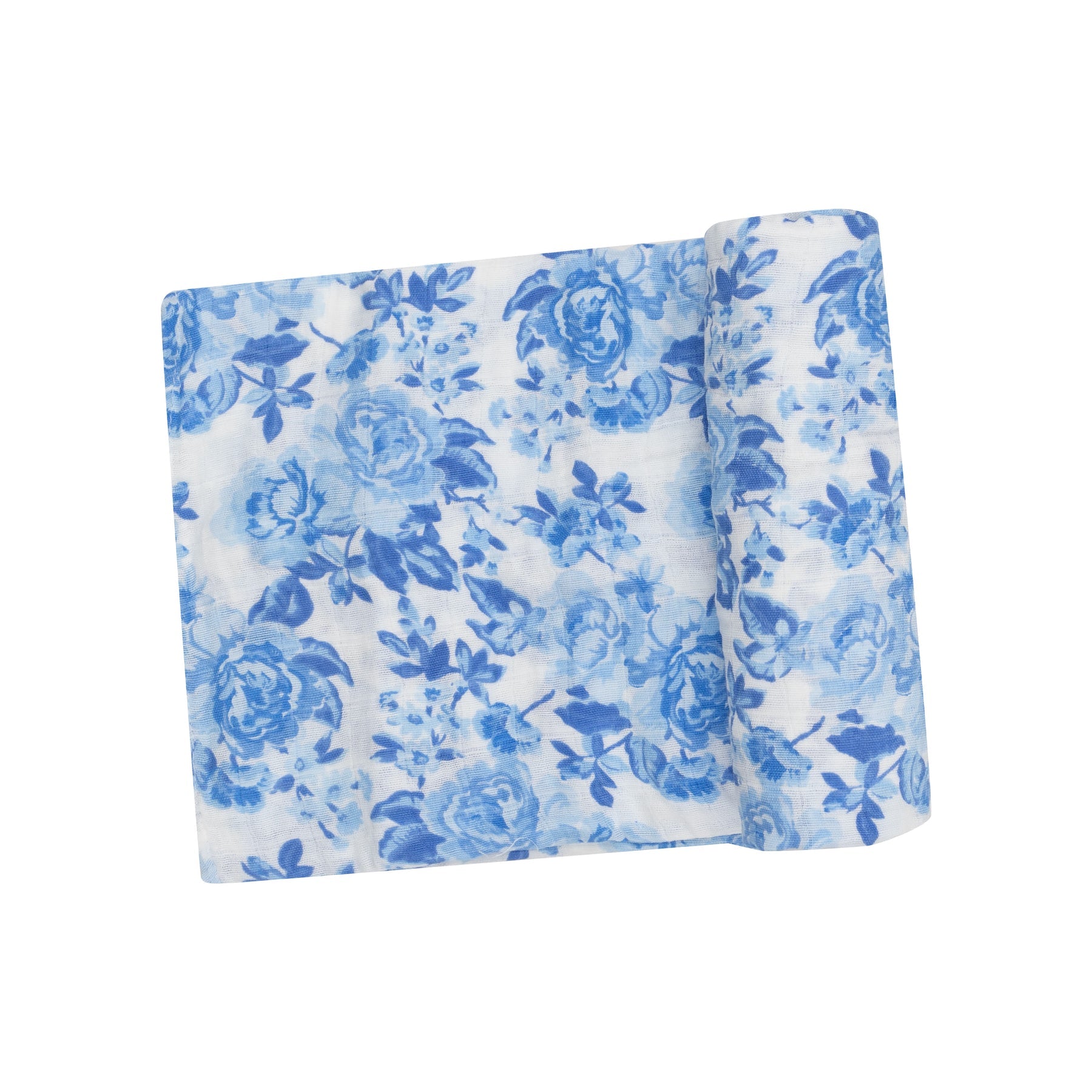 Roses in Blue Muslin Swaddle Blanket