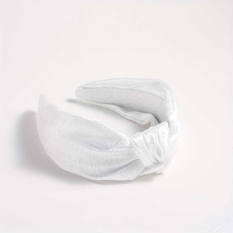 Satin Shimmer Top Knot Headband | White