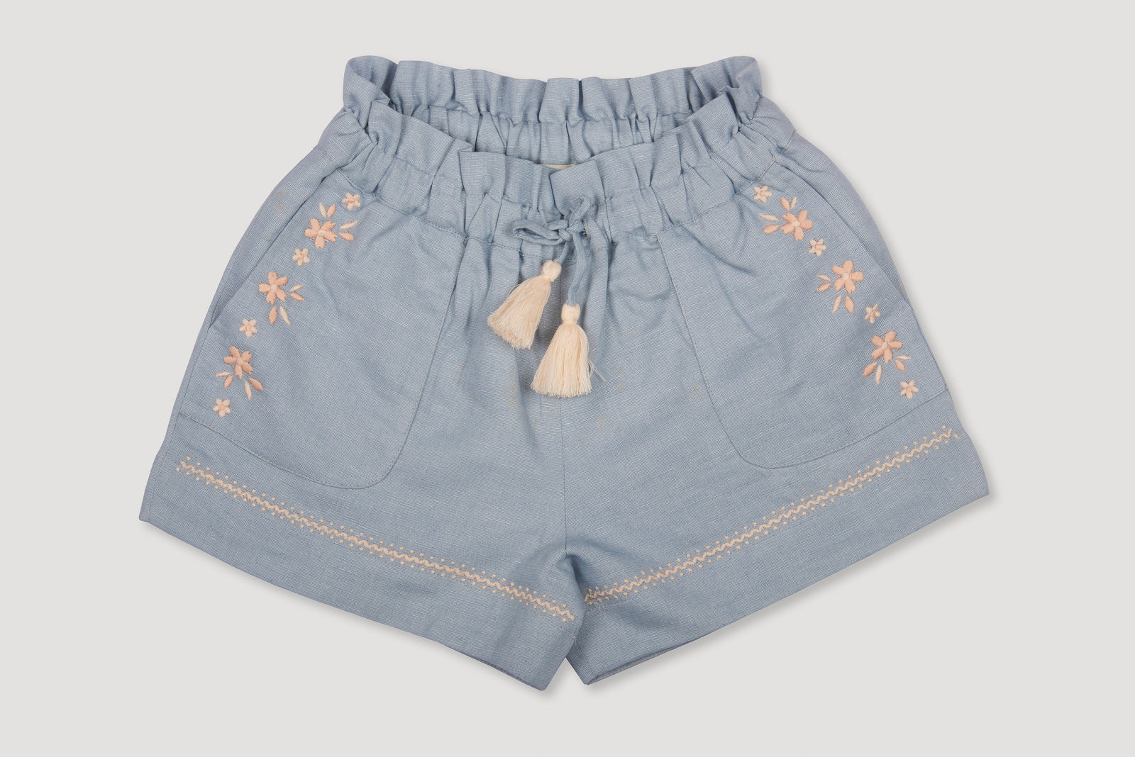 Roman Embroidered Shorts | Ocean Blue