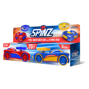 SPINZ Pull-Back Race Car with Flying Disc | 2 Pack