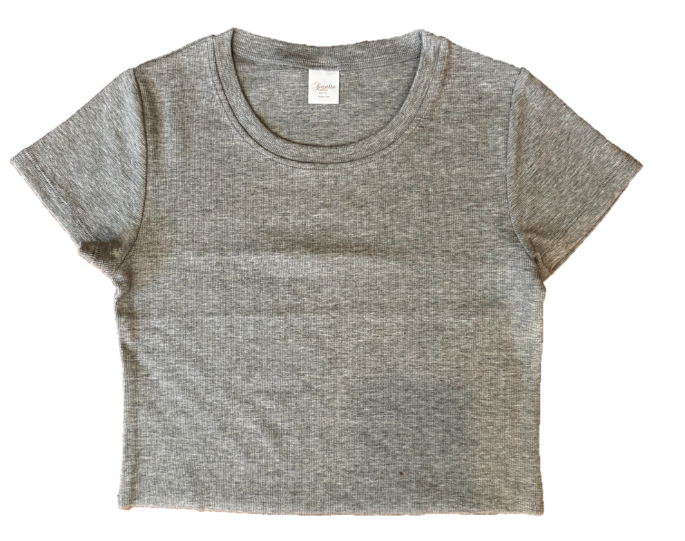 Ribbed Seamless Boxy Tee | Heather Grey