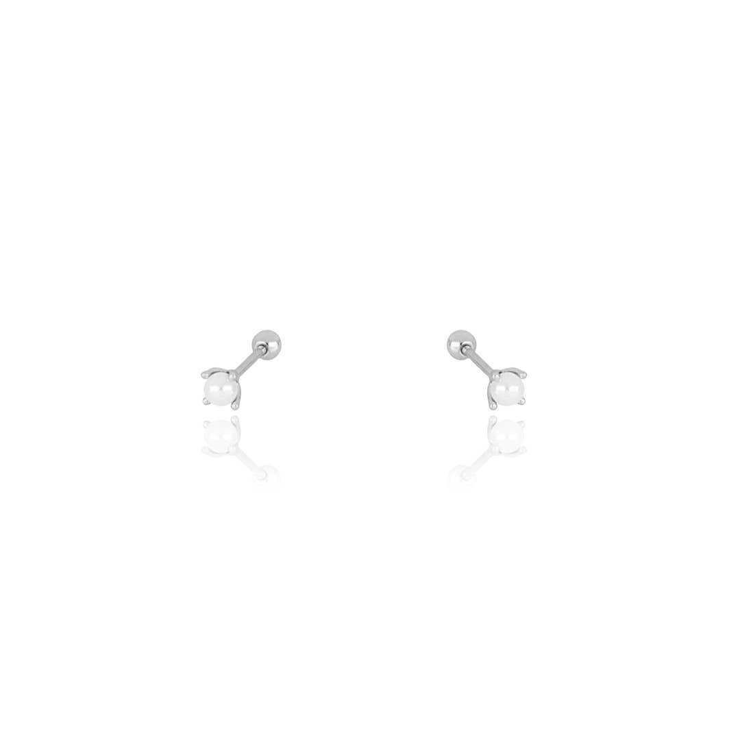 Tiny Pearl Screw Flat Back Earrings | Sterling Silver