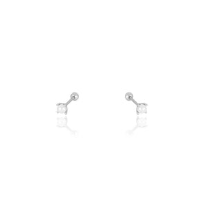 Tiny Pearl Screw Flat Back Earrings | Sterling Silver