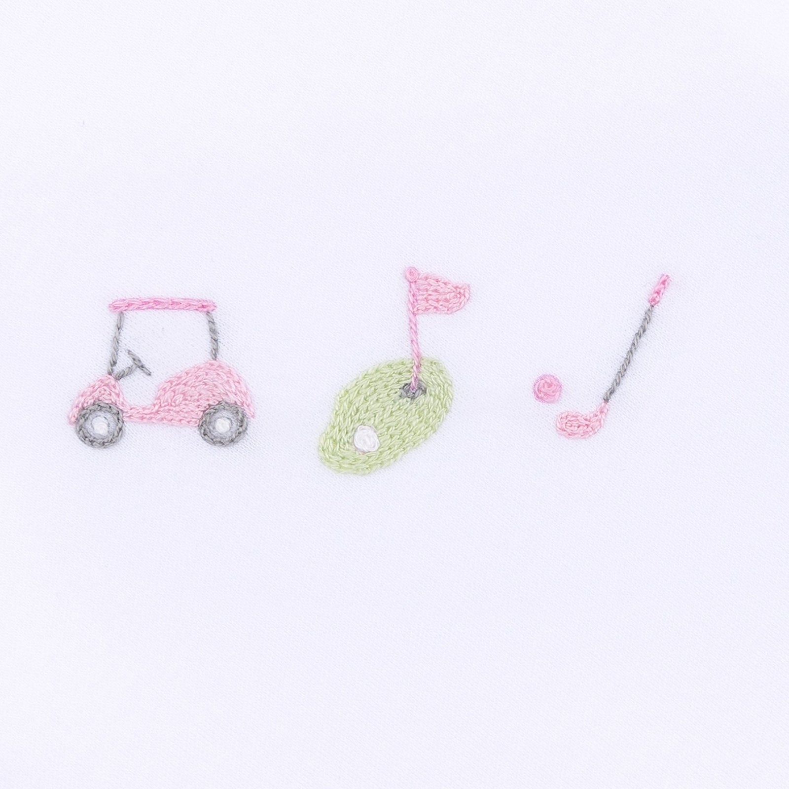 Tiny Tee Time Embroidered Zip Footie | Light Pink