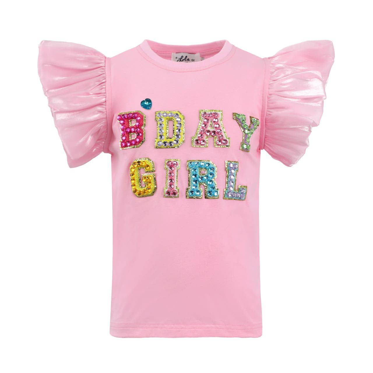 Pink Birthday Girl Gem Ruffle T-Shirt