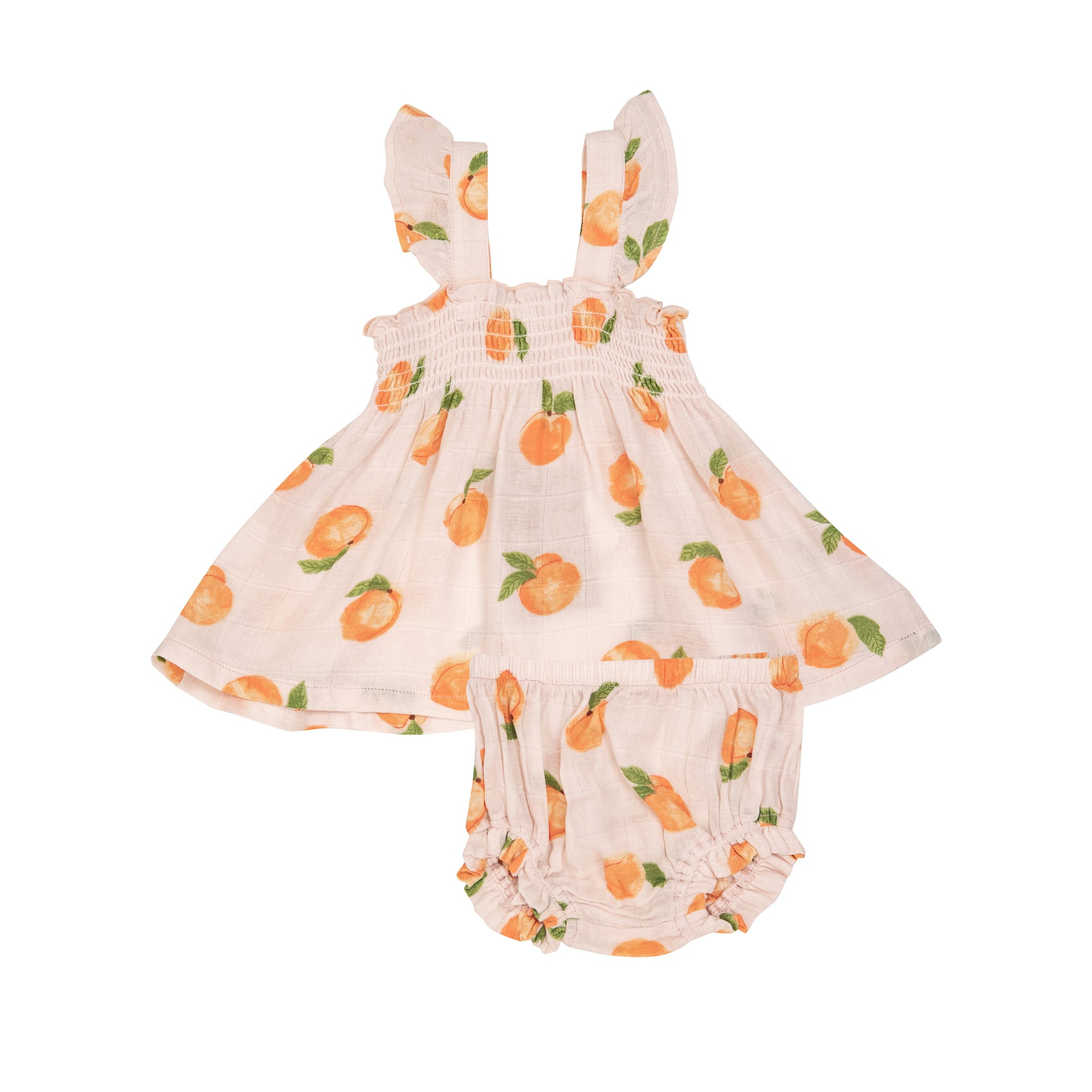 Peaches Muslin Ruffle Strap Smocked Top and Diaper Cover