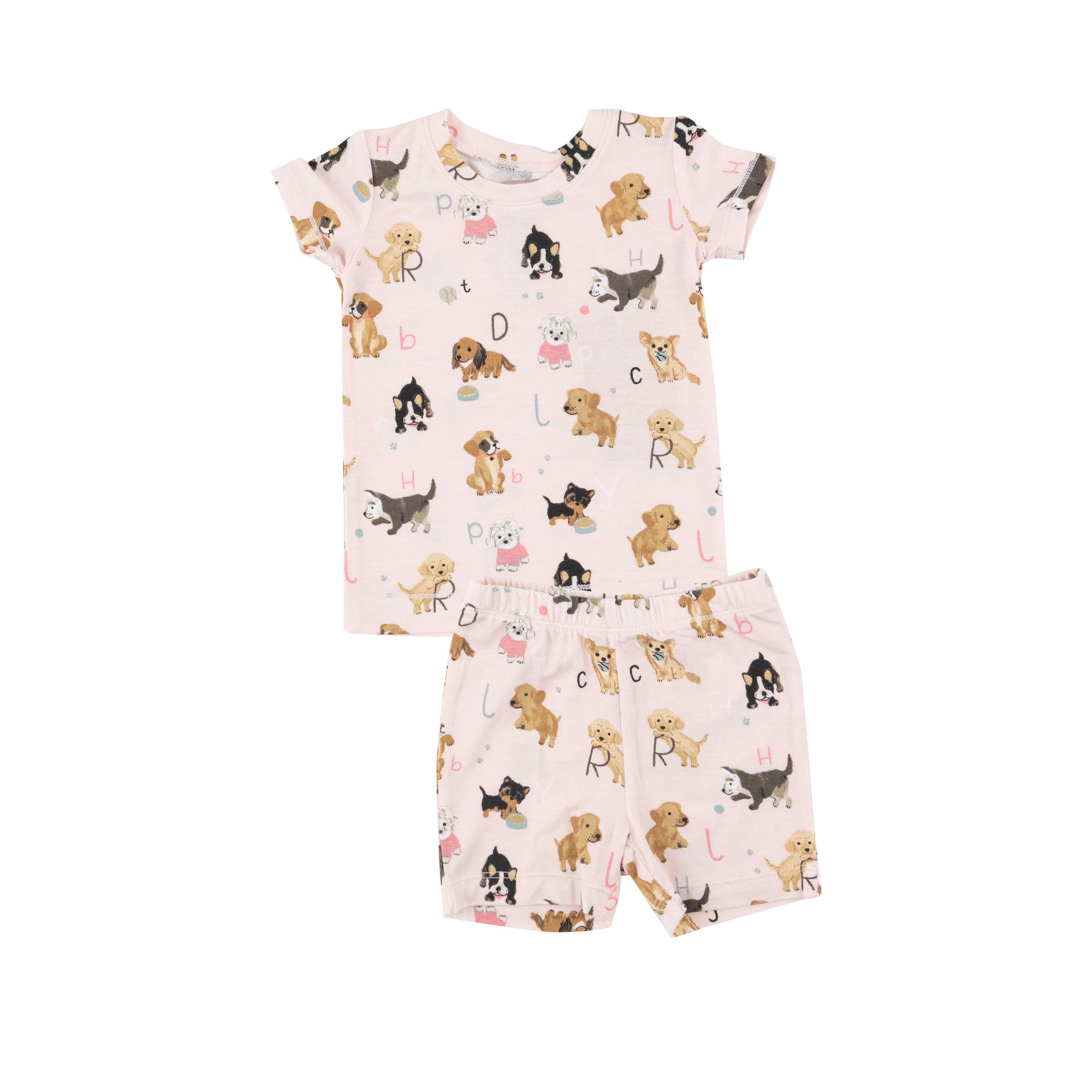 Pink Puppy Alphabet Bamboo Short Pajama Set