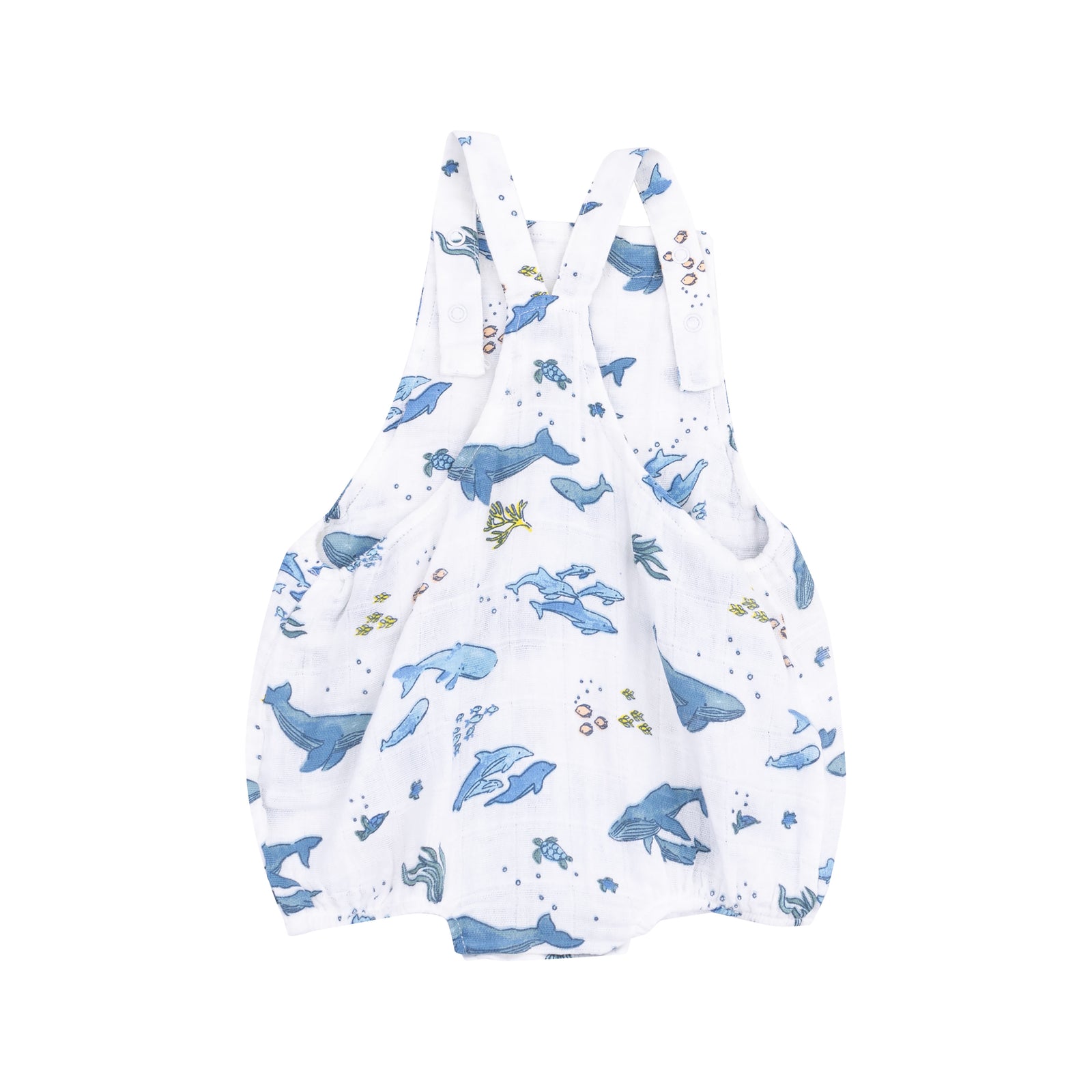 Watercolor Blue Whales Muslin Pocket Sunsuit