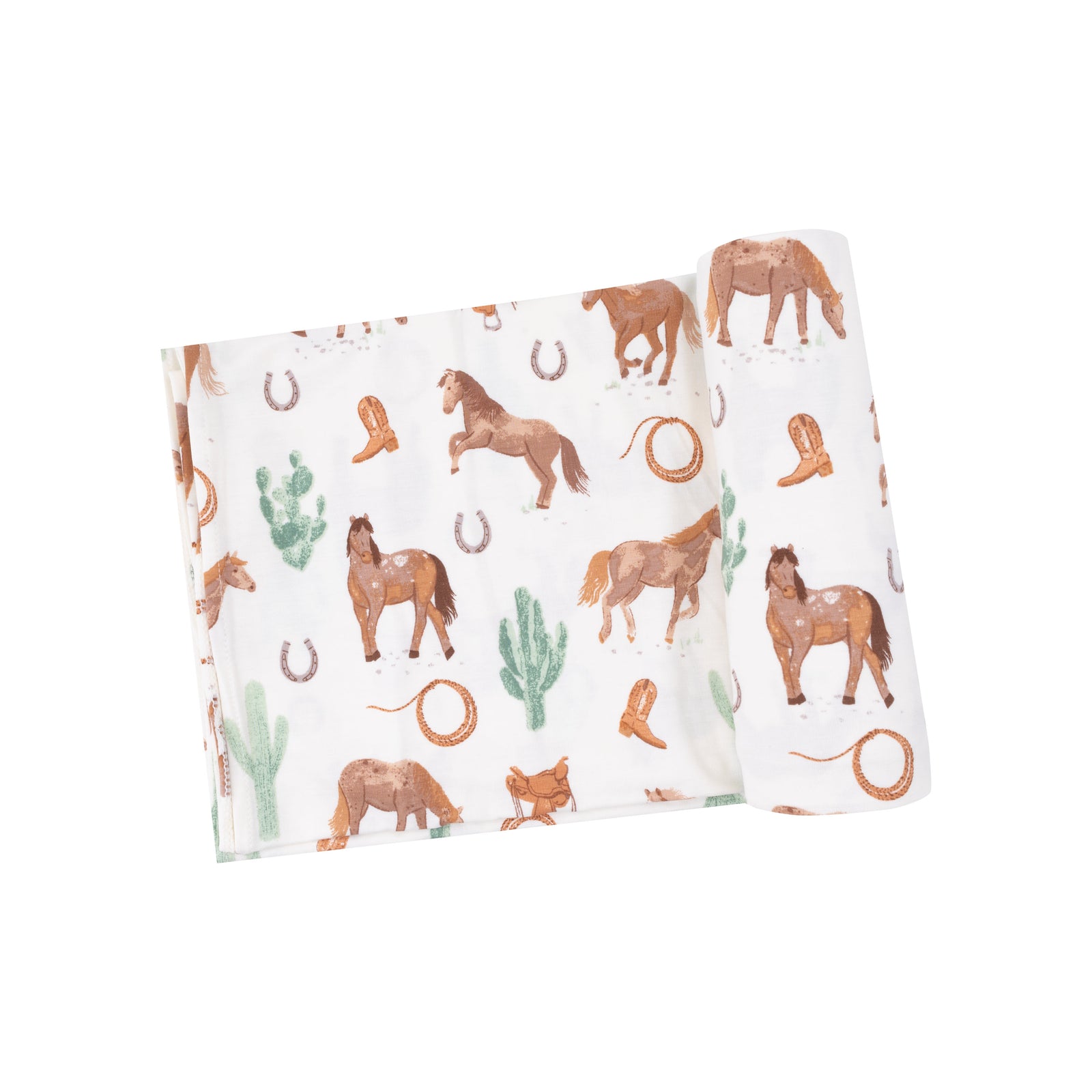Western Horses Bamboo Swaddle Blanket