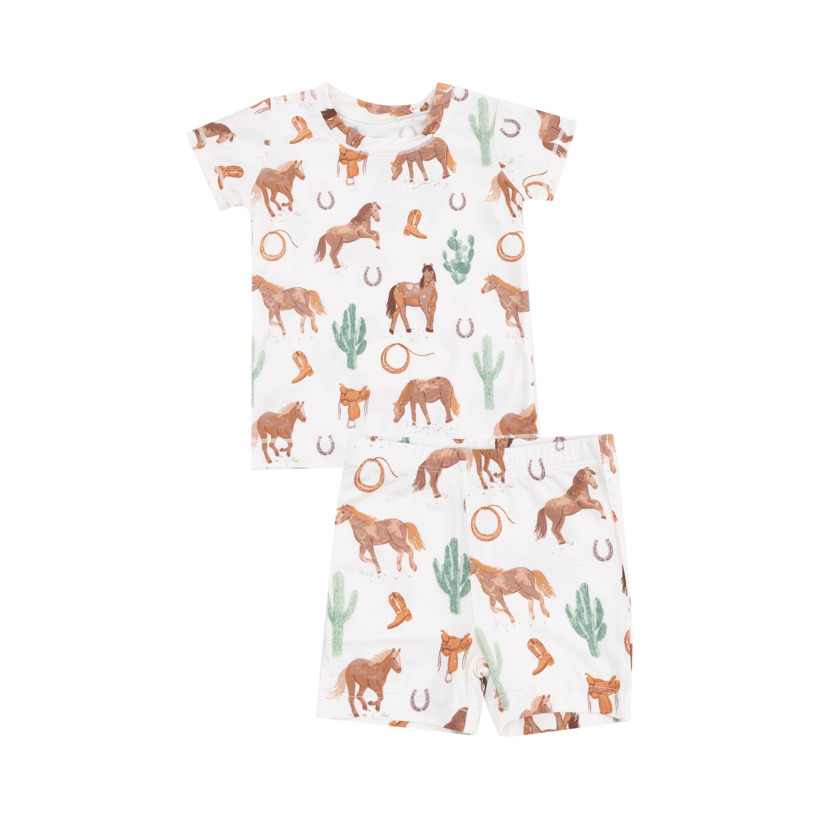 Western Horses Bamboo Shorts Loungewear Pajama Set