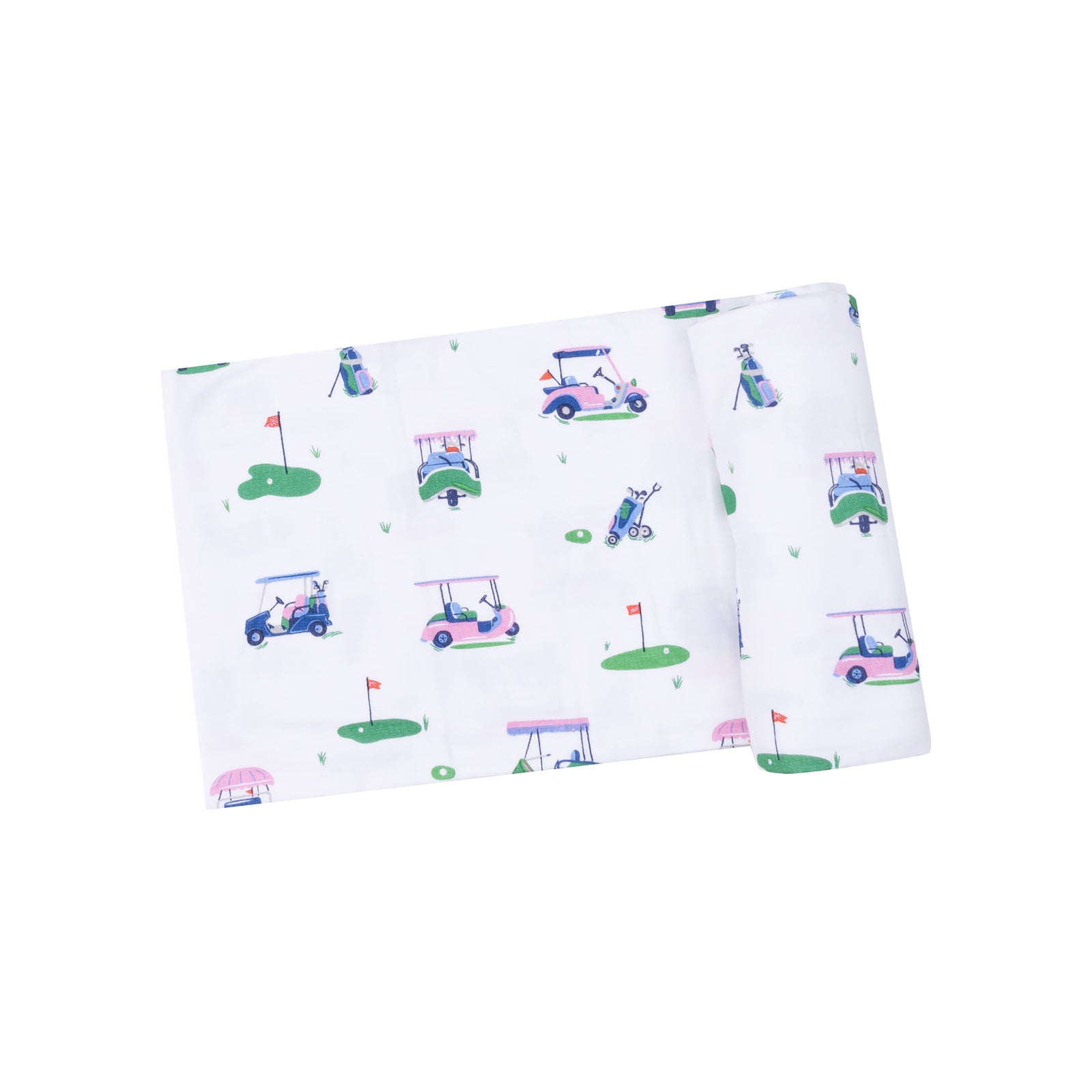Pink Vintage Golf Carts Bamboo Swaddle Blanket