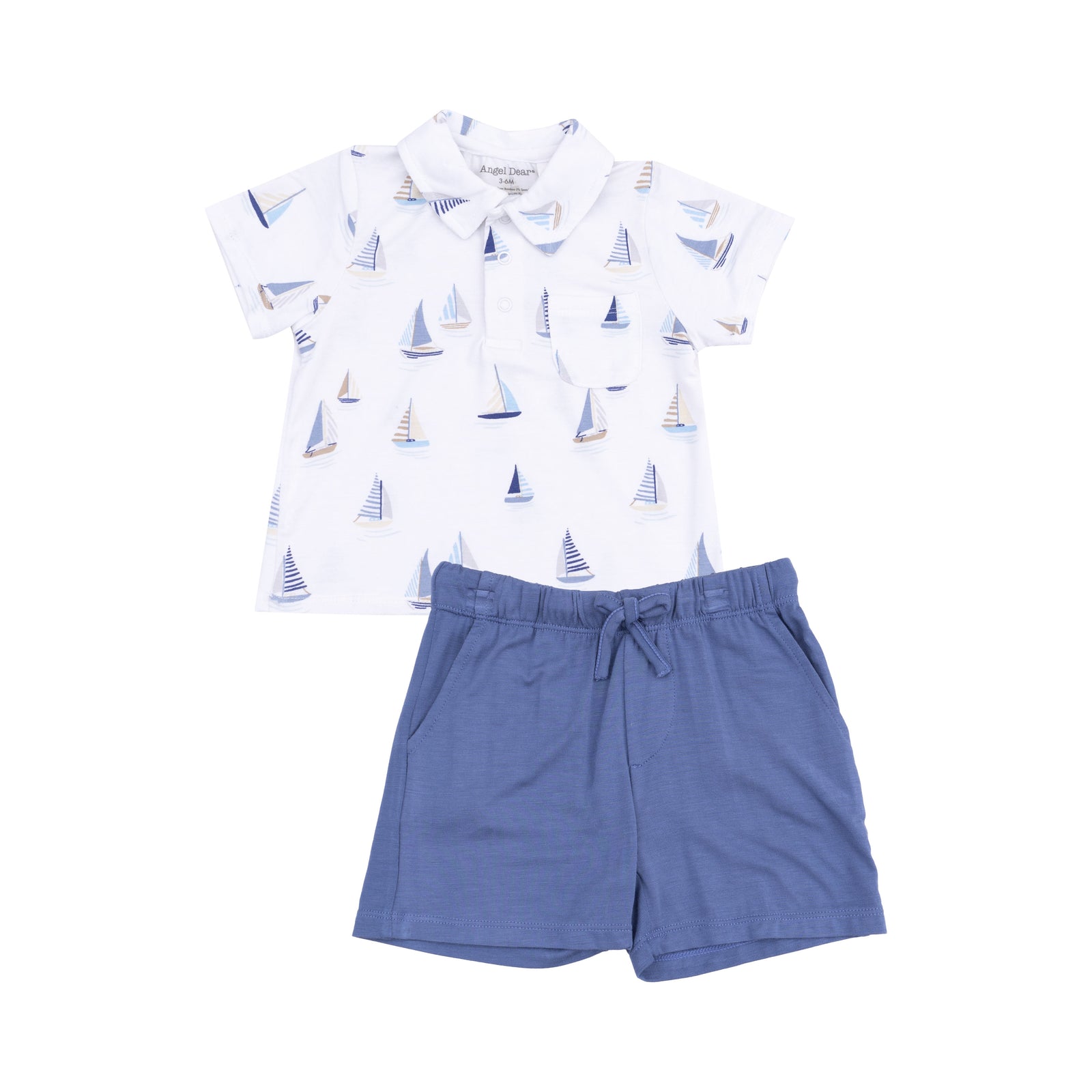 Blue Sailboats Bamboo Polo and Short Set