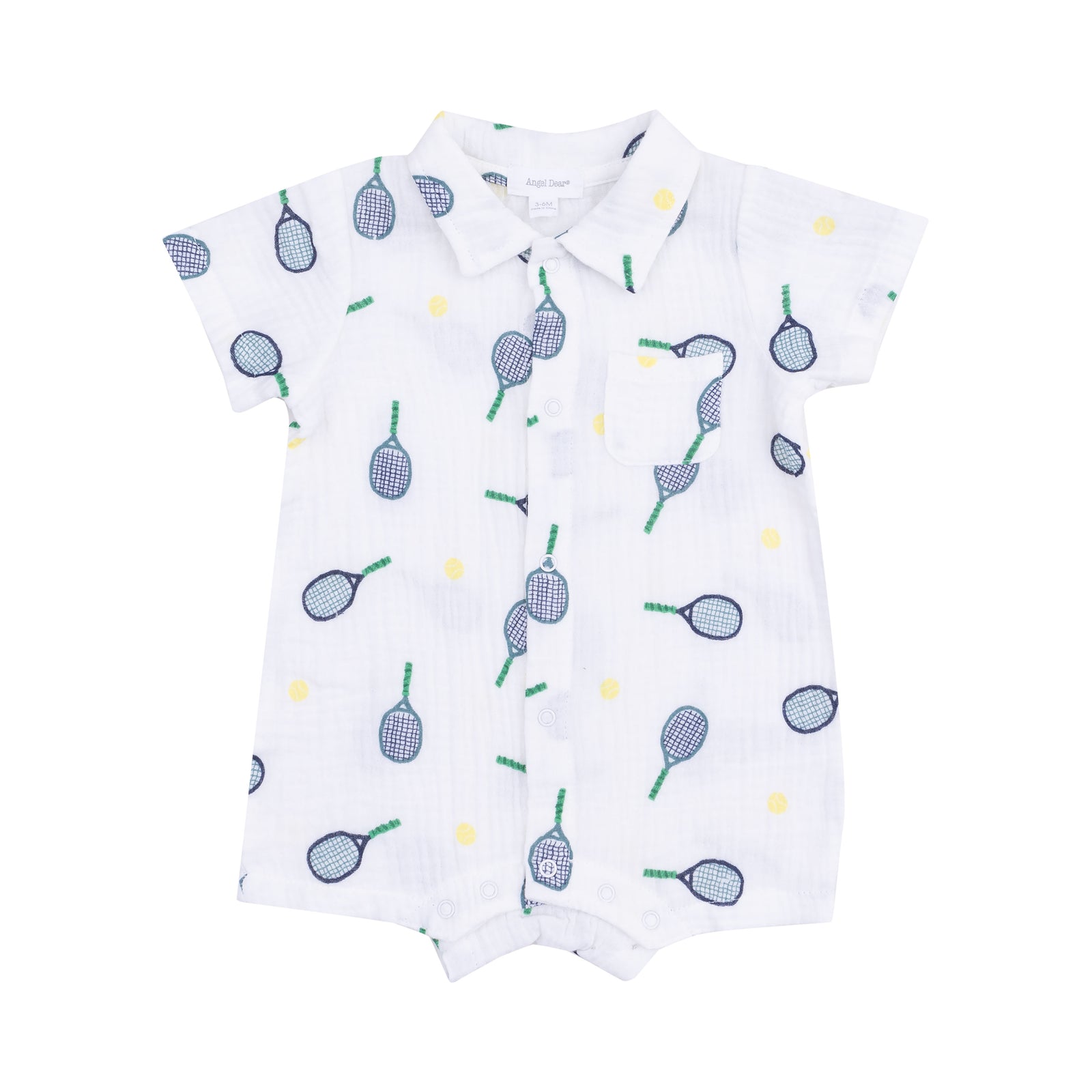 Tennis Muslin Button Down Polo Shortie