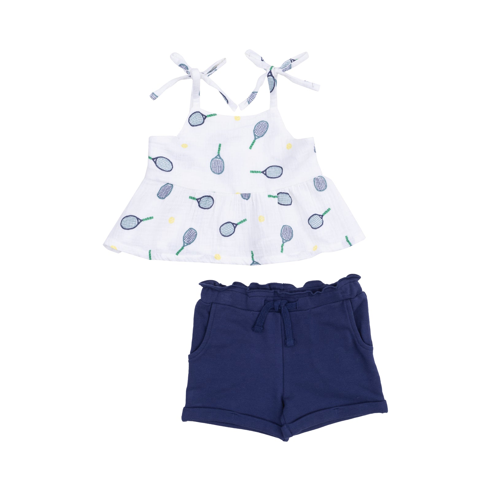Tennis Muslin Peplum Tank with Shorts Set