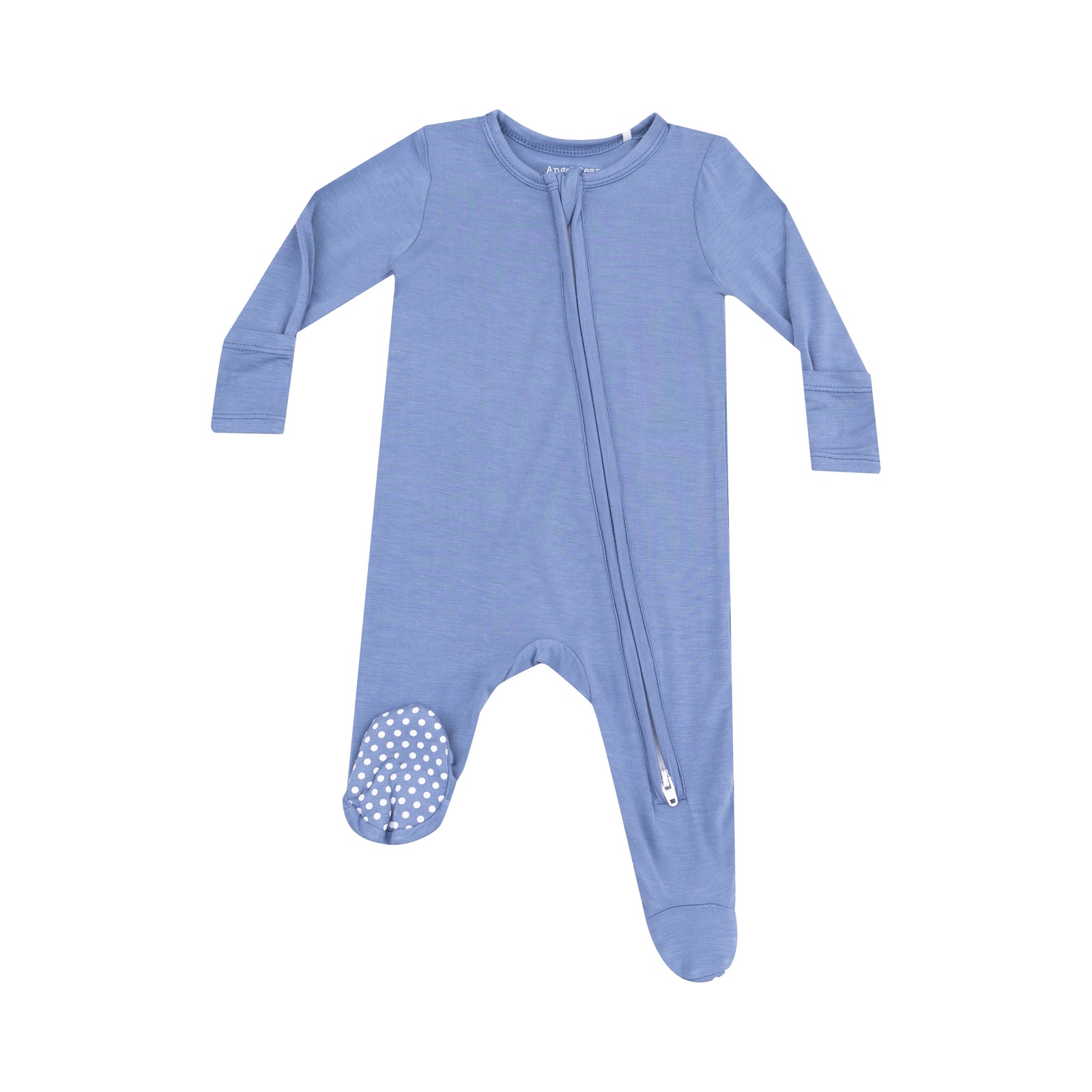 Solid Country Blue Bamboo 2 Way Zipper Footie