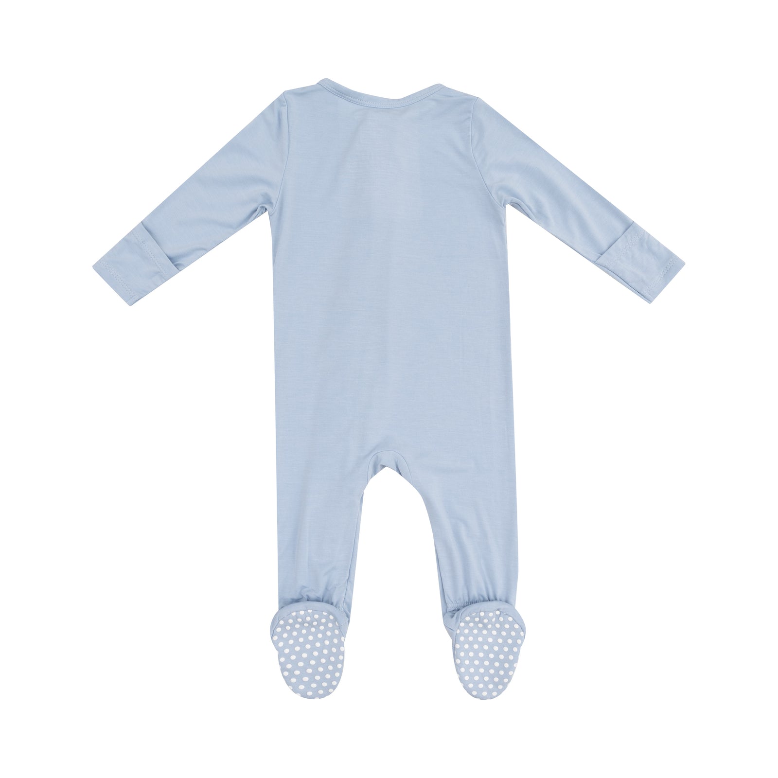 Solid Blue Fog Bamboo 2 Way Zipper Footie