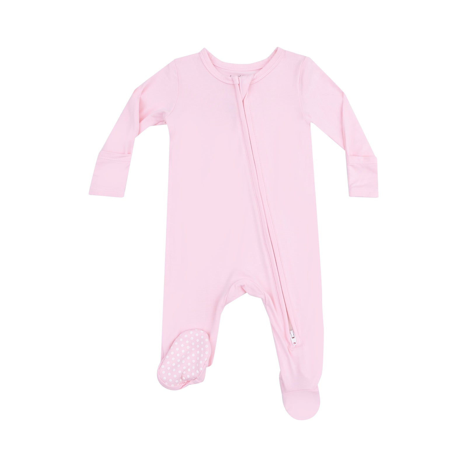 Solid Tickled Pink Bamboo 2 Way Zipper Footie