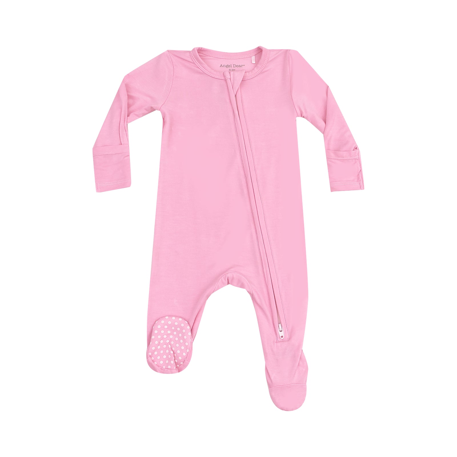 Solid Begonia Pink Bamboo 2 Way Zipper Footie
