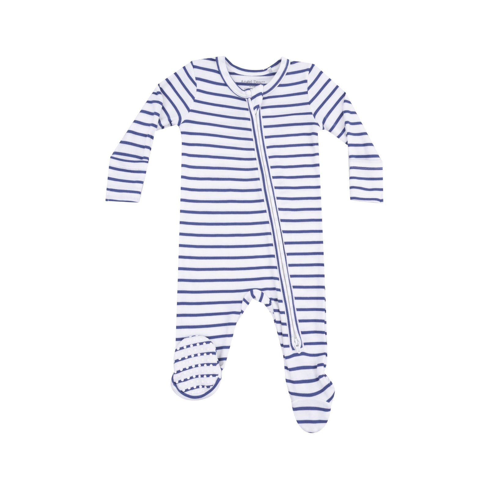 Vintage Navy Stripe Rib 2 Way Zipper Footie