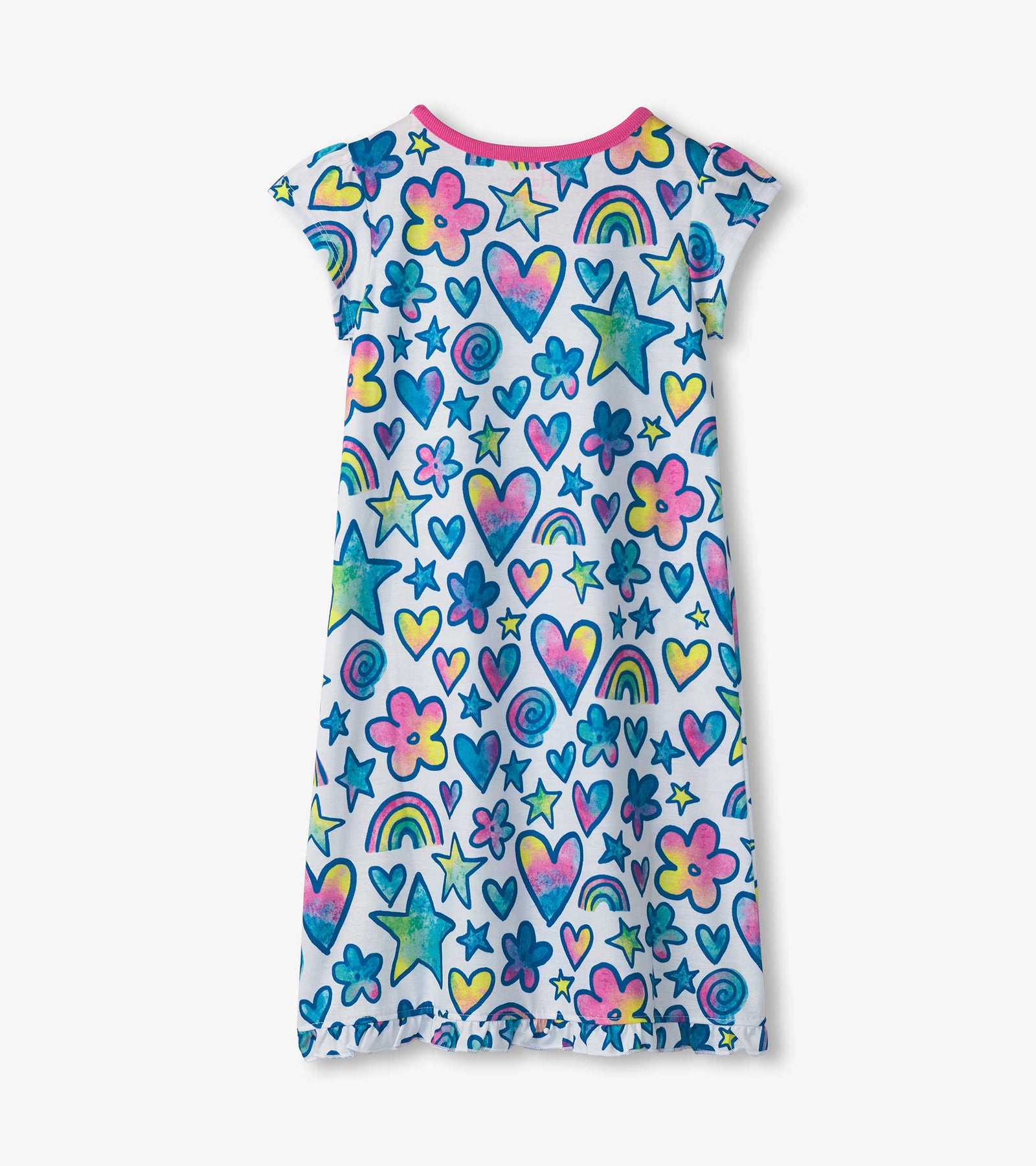 Watercolor Doodles Ruffle Hem Nightgown